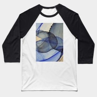 Blue, Grey and Black Abstract Art Baseball T-Shirt
